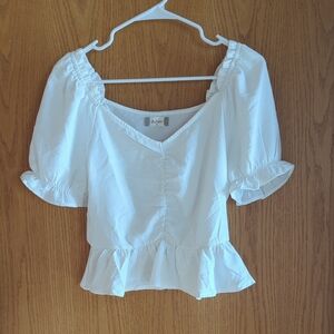 White Puff Sleeve Top